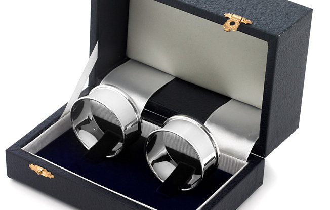 Sterling silver personalized napkin rings from Scully & Scully