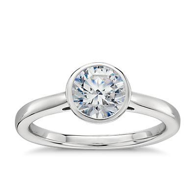 Bezel Set Solitaire Engagement Ring in Platinum